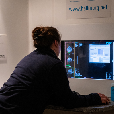 Equine nurse in MRI machine