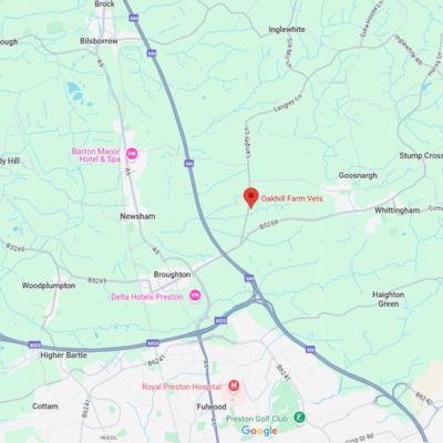 Oakhill Farm Vets - Goosnargh Location Map